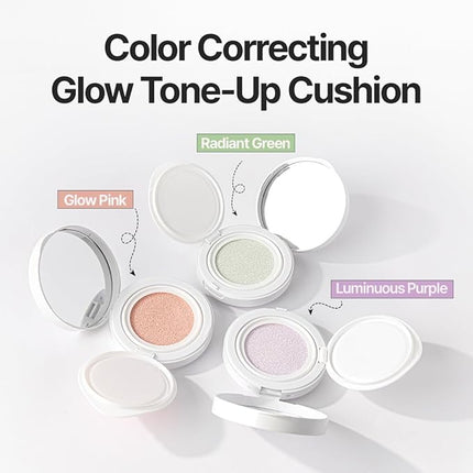Farmstay Radiant Green Tone-Up Cushion – Color Correcting, Lightweight Coverage, Even Skin Tone, Oil Control, Korean Beauty Cushion Compact for a Flawless Look 0.52oz. /15g