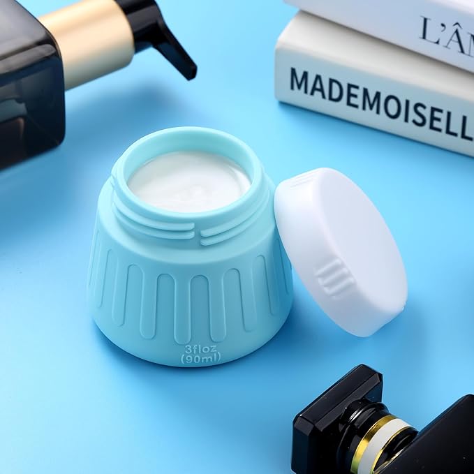 Gemice 3 oz Travel Containers for Toiletries, 4-Pack TSA Approved Travel Size Toiletries Containers for On-the-Go, Small Leak-Proof Travel Essentials Silicone Jar for Shampoo, Lotions, Cleanser