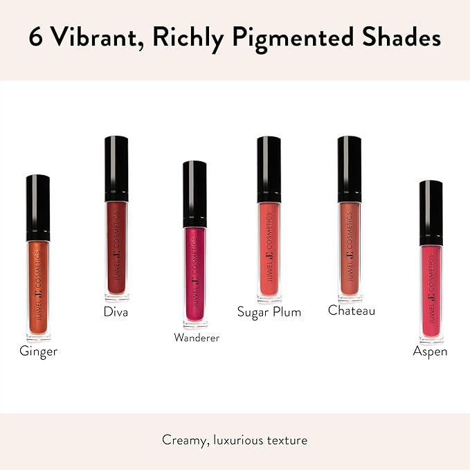 Juwel Cosmetics Luscious Matte Liquid Lipstick, Natural Long Lasting Lipstick with Avocado Oil & Kaolin Clay, Hydrating Mineral-Based Lip Color, Cruelty-Free & Lead-Free, Ginger