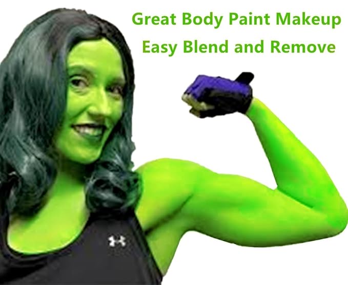 Go Ho Light Green Face Body Paint Washable(2.37oz/pc),Water Based Cream Face Paint,Hulk Gamora Witch Makeup,Body Paint for SFX Cosplay Costumes Festivals Halloween Makeup