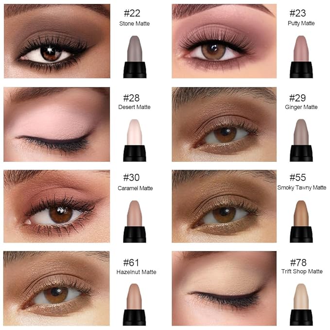 8Pcs Cream Eye Shadow Sticks Makeup for Women, Matte Shimmer Eyeliner Pencil Eyeshadow Brightener Stick for Eyes, Waterproof Eyeshadow Applicator Blendable sombras para ojos Set12#