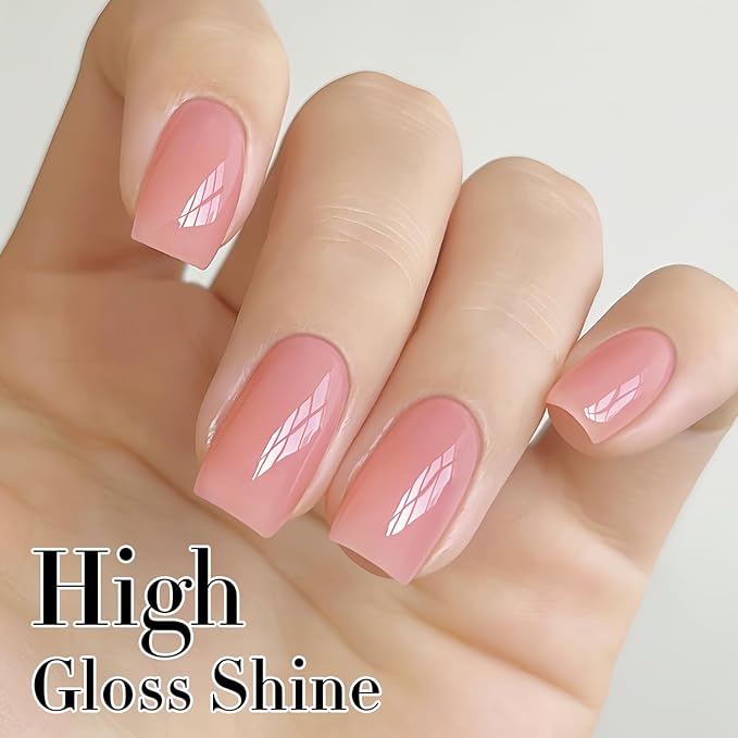 Double Rhythm 0.50 OZ Translucent Gel Polish Same Color Same Bottle Sheer Pastel Neutral Natural Milky 15 ML Jelly UV Nail Art DIY at Home (Jelly Rose Pink-A1380)