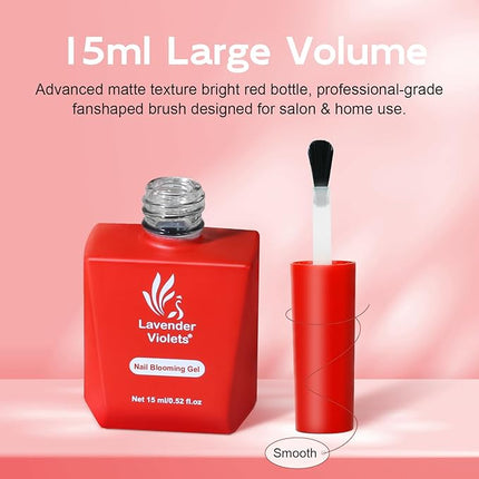 Lavender Violets 15ml Blooming Gel Nail Polish - Clear Blosom Gel Polish Soak Off for Spreading Graffiti Marble Flower Watercolor Floral Print Effects, Magical DIY Manicure A106