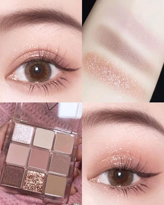 Kayswang 9 colors glitter eyeshadow palette makeup palette matte high pigment color cream texture natural eye shadow powder eye shadow palette in autumn and winter long lasting & waterproof (blue)