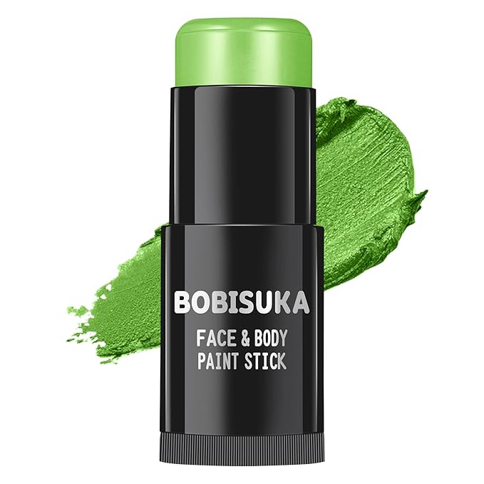 BOBISUKA Light Green Face Body Paint Stick, Lime Green Eye Black Painting Sticks for sports, Facepaints Kit for Halloween Makeup Zombie Witch Camouflage Goblin Cosplay Special Effects SFX Costume