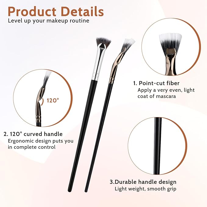 2Pcs Folding Angle Scalloped Lash Brush Multifunctional Fan Shaped Lashes Wand New Angled Eyelash Brush Separator Mascara Brushes Makeup Tool for Upper Lower Eyelash Lifted Eye Shadow Eyebrow