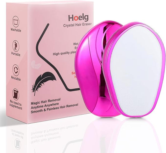Crystal Hair Eraser for Women and Men, Reusable Crystal Hair Remover Painless Exfoliation Hair Removal Tool for Back Arms Legs (Rose)