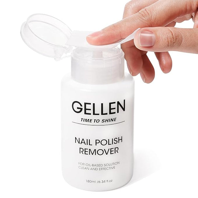 Gellen Nail Polish Remover Milk Scent, Acetone Free Nail Polish Remover for Quick Dry Nail Polishes, Gentle Fingernail Polish Remover, Ultra-Powerful Pump Design, 6.09 Fl Oz