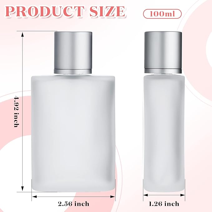 Tessco for you 6 Pcs 3.4 Ounces Perfume Bottles Empty Frosted Glass Spray Bottles 100ml Refillable Atomizer Perfume Dispenser Fine Mist Atomizer Cosmetic Make up Container (Silver Gray)