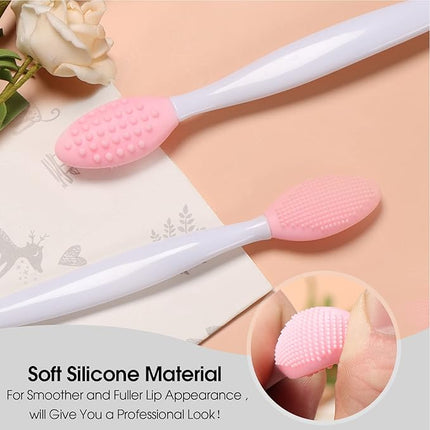 Lip Scrub Tool Silicone Lip Brush Exfoliating Double-Sided Lip Scrubber Tool for a Smoother and Fuller Appearance,Cleaner (6 Colors,6 PCS)
