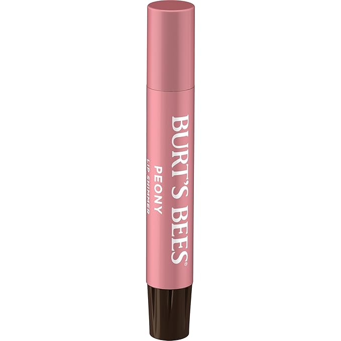 Burt's Bees Shimmer Lip Tint Set, Tinted Lip Balm Stick, Moisturizing for All Day Hydration with Natural Origin Glowy Pigmented Finish & Buildable Color, Peony (4-Pack)