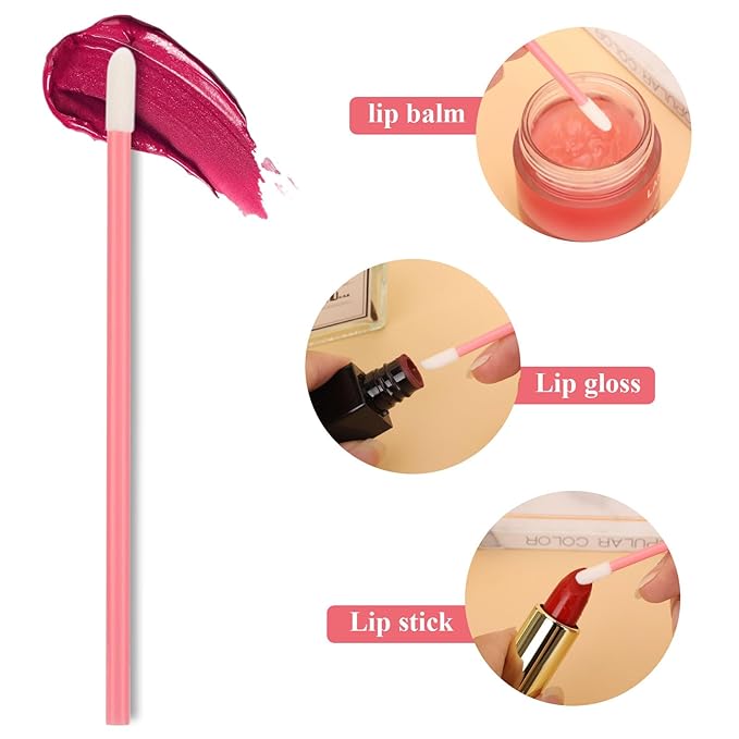 700 Piece Disposable Lip Wands - Lip Brushes, Lipstick & Gloss Applicators - Lint Free Makeup Applicator Brush Beauty Tool - Pink