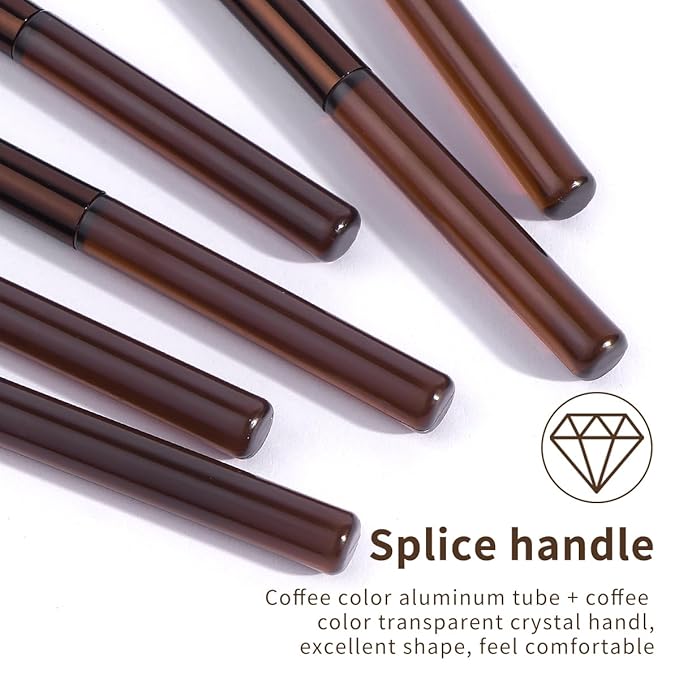 MAANGE 13 Pcs Makeup Brushes with Bag, Multi-functional Eye Makeup Brush Set Professional Blending Eyeshadow Concealer Eyebrows Eyeliner (Brown)