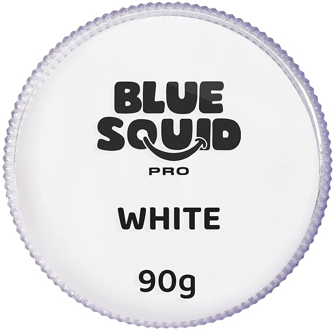 Blue Squid PRO Face Paint - Professional Water Based Single Cake Facepaint & Body Paints - SFX Makeup, Kids Adults Face Painting for Costume, Halloween, Cosplay - Classic White 90g / 3oz