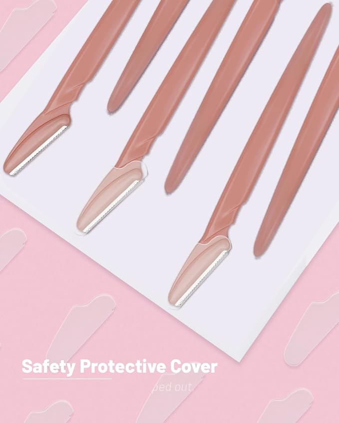 Dermaplane Razor, 60 Pcs Face Razors for Women and Men, Multipurpose Eyebrow Razor, Dermaplaning Tool for Face by MoHern, Terracotta