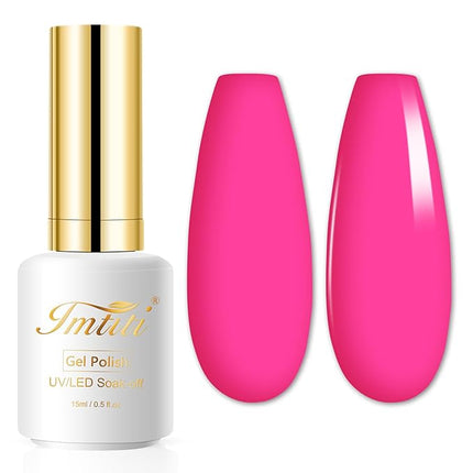Imtiti Pink Gel Nail Polish, 1Pcs 15ml Neon Pink Color Gel Polish Soak Off LED Nail Polish Gel Nail Art Design Manicure Salon DIY at Home Holiday Gift