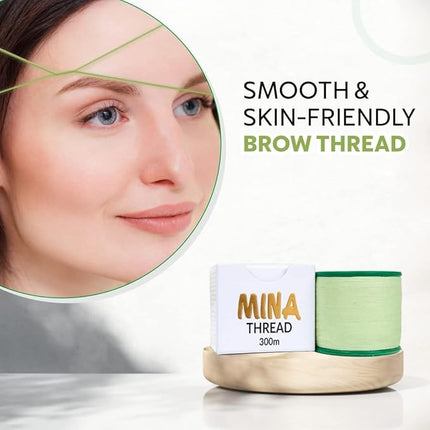 MINA iBROW Thread 1 Spool X 300m | Eyebrow Organic Cotton Thread |Tool for Upper Lip Chin Forehead Ibrow Hair Removal | for Perfect Eyebrow Sculpting | Pack of 6