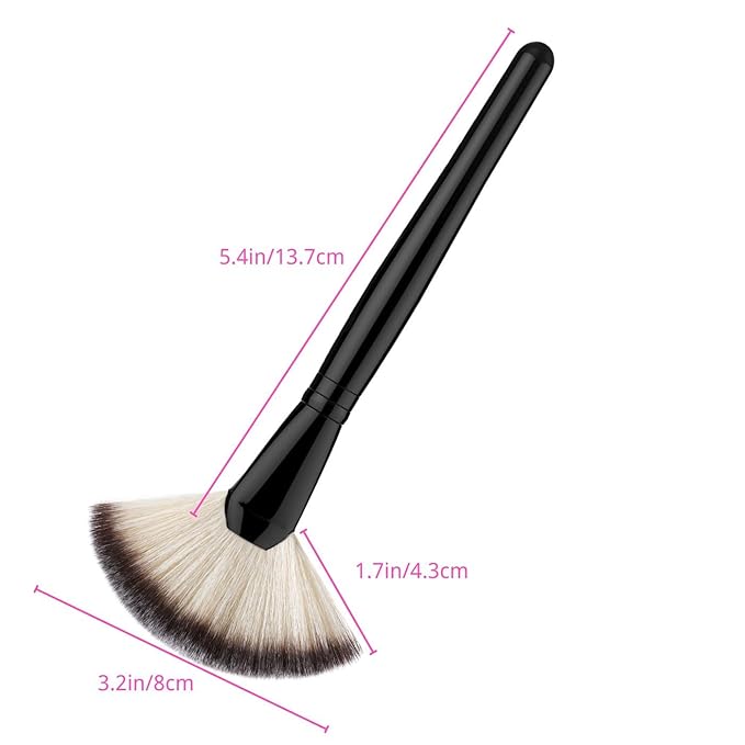 Fan Makeup Brush, Luxspire Professional Highlighting Make Up Brush Blush Bronzer Cheekbones Brush, Single Large Soft & Dense Face Blush Powder Foundation Brushes Make Up Tool, Black