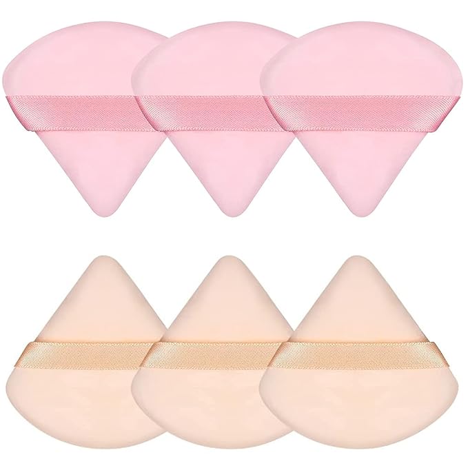 Pimoys 6 Pieces Powder Puff Face Triangle Makeup Sponge Soft Powder Puffs for Loose Powder Foundation Sponge Setting Powder Puff Makeup Tool, Stocking Stuffers Gift for Women