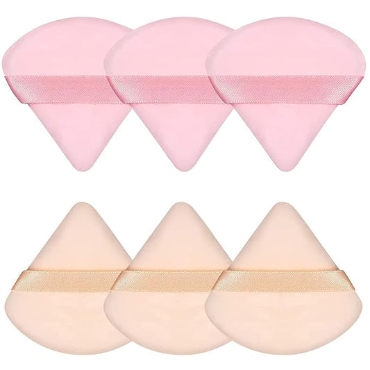 Pimoys 6 Pieces Powder Puff Face Triangle Makeup Sponge Soft Powder Puffs for Loose Powder Foundation Sponge Setting Powder Puff Makeup Tool, Stocking Stuffers Gift for Women