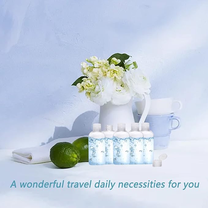 Clear Plastic Empty Squeeze Bottles 18 Pack 3.4oz/100ml with Flip Cap TSA Travel Bottle for Shampoo, Conditioner & Lotion (18 Counts)