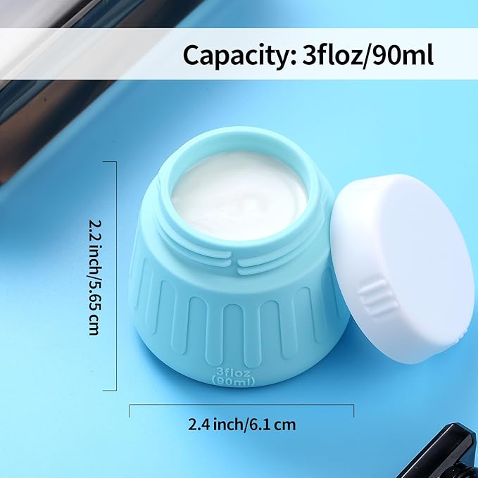 Gemice 3 oz Travel Containers for Toiletries, 4-Pack TSA Approved Travel Size Toiletries Containers for On-the-Go, Small Leak-Proof Travel Essentials Silicone Jar for Shampoo, Lotions, Cleanser