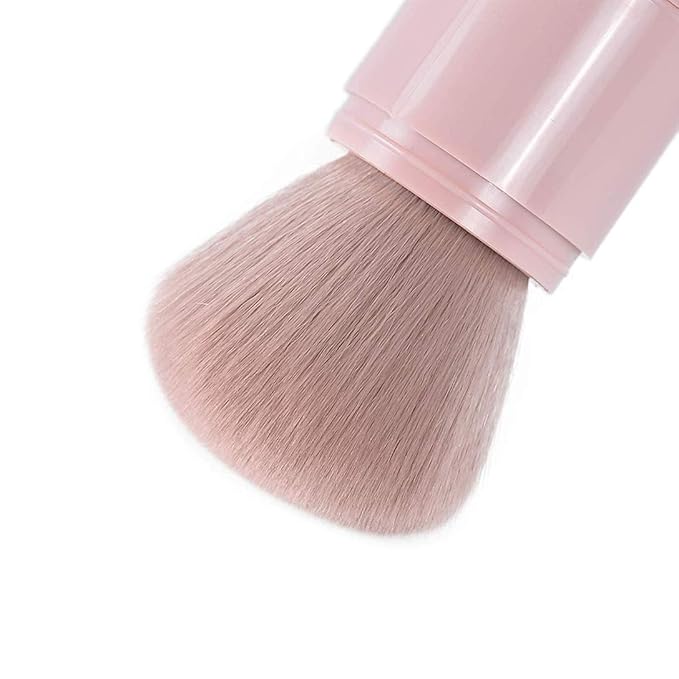 Retractable Kabuki Brushes Foundation Brush Blush Brush Bronzer Brush Face Blender Brush Professional Powder Mineral Blending Buffing Makeup Application Portable With Cover - Pink
