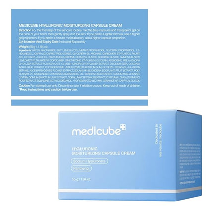 medicube Capsule Cream with Hyaluronic Acid | 120H Lasting Hydration, Barrier Care, Calming Daily Facial Moisturizer For All Skin Types | Panthenol & Ceramides | Korean Skincare, 1.94 oz