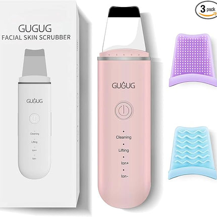 GUGUG Skin Scrubber Face Spatula Skin Spatula Pore Cleaner Blackhead Remover Tools for Facial Deep Cleansing-4 Modes, Pink