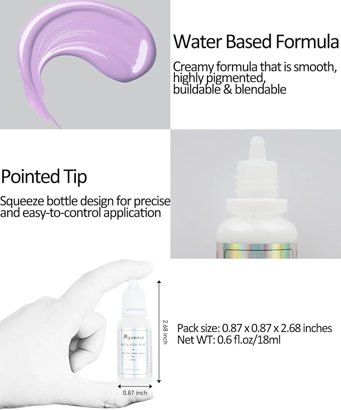 Mysense Pastel Purple Face Body Paint,Water Based Washable Face Paint,Non-toxic Cream Body Paint for Adults and Children,Purple Face Painting for Halloween SFX Ursula Costume Cosplay Makeup,0.6oz