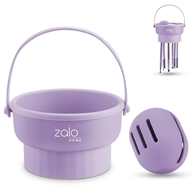 Makeup Brush Cleaner Mat 3 in 1 and Makeup Sponge Holder set - Make Up Brush Cleaner Cleanser and Make Up Sponge Holder - Limpiador de Brochas de Maquillaje (Purple)