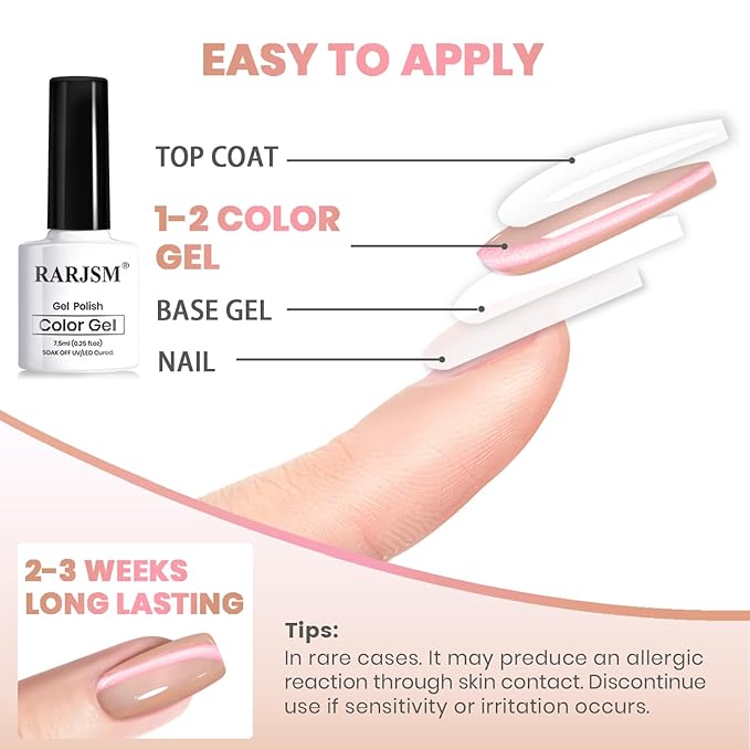 RARJSM Nude Pink Purple Aurora Cat Eye Gel Nail Polish Set 6pcs Reflective Sparkly Diamond Ceramic Glitter Glass Cateye Gelpolish with Magnet Stick 7.5ml Curing Requires Soak Off for Home Salon