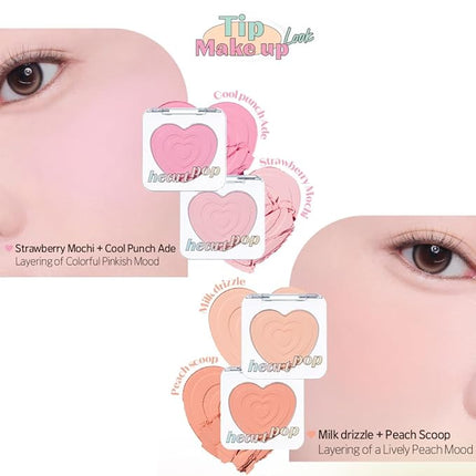 ETUDE Heart Pop Duo Blush, Sweet Beige Pink Cheek Colors, Natural Radiance & Glossy Finish, Layering Formula, Compact 0.2 oz – Lovely Frappe