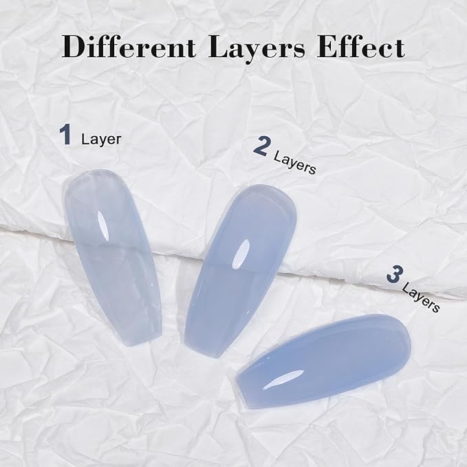 RARJSM Jelly Gel Nail Polish Clear Light Blue Gel Nail Polish Transparent Pastel Nude Sheer Blue Nail GelPolish Varnish Curing Requires LED UV French Manicure Soak Off for Home Salon 15ml 1pcs