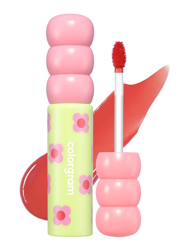 COLORGRAM Fruity Glass Tint 02 Dewy Grapefruit | Korean Long Lasting & Waterproof Lip Stain | Glossy Lip Gloss with Subtle Orange Shade | Buildable, Blendable, Moisturizing, Non-Sticky | 0.11 Oz