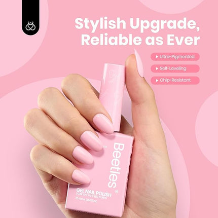Beetles Pink Gel Polish - Fairy Floss 15ML/0.51Fl Oz, Pastel Light Pink Gel Nail Polish, Soak Off UV LED Lamp Nail Art, Long-Lasting Manicure Salon DIY Home Spring Valentines Nails - Gifts for Her
