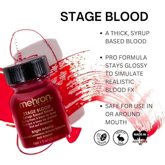 Mehron Makeup Stage Blood | Realistic For Halloween | Washable Fake Blood for Special FX, Stage & Screen, Halloween, & Cosplay