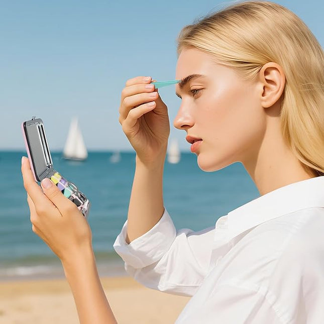 Initial C Tweezers with Mirror for Women Facial Hair, Best Gifts for Teen Girl/Daughter/Friend/Mom/Bridesmaid/Wife/Girlfriend, Unique Gift for Birthday/Anniversary/Mothers Day/Valentines Day/Christmas