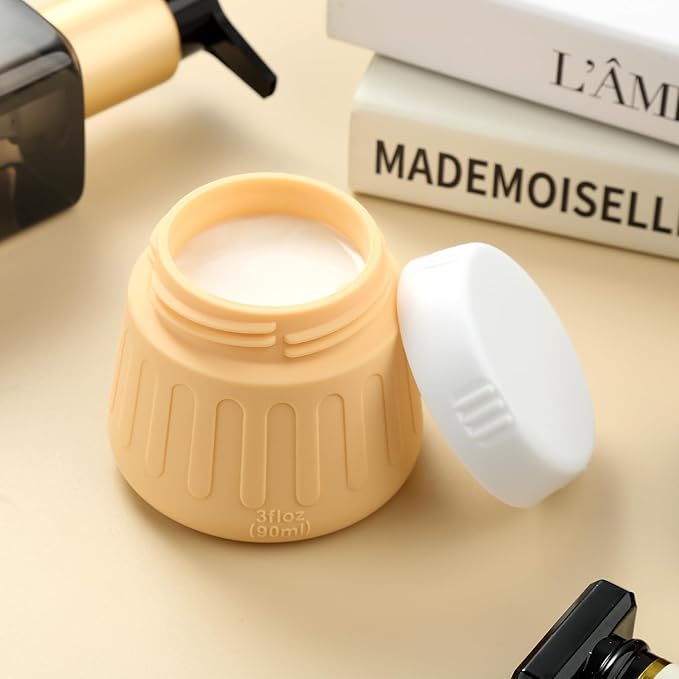 Gemice 3 oz Travel Containers for Toiletries, 4-Pack TSA Approved Travel Size Toiletries Containers for On-the-Go, Small Leak-Proof Travel Essentials Silicone Jar for Shampoo, Lotions, Cleanser