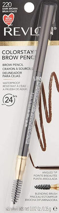 Revlon Eyebrow Pencil, Colorstay Eye Makeup with Eyebrow Spoolie, Waterproof, Longwearing Angled Precision Tip, 220 Dark Brown, 0.01 Oz