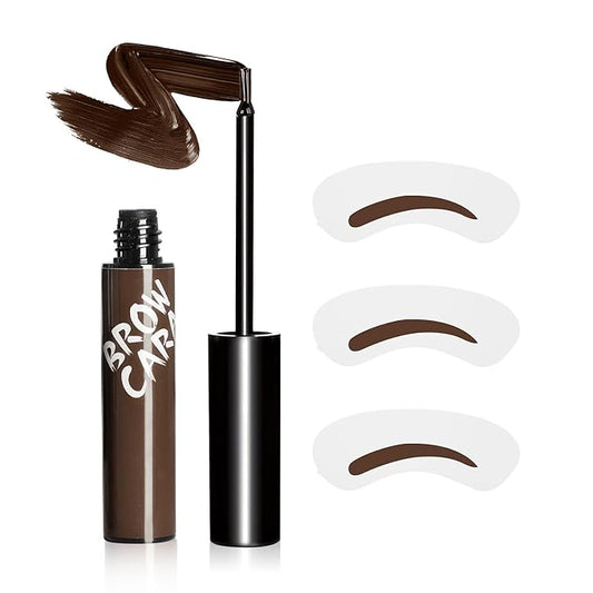 Brow Tattoo Peel Off - Brow Gel Eyebrow Tattoos Waterproof, Eyebrow Gel with Eyebrow Stencils Long-Lasting Makeup, Eye Brow Pencils Create Full Voluminous Brows for Women (Dark Brown)