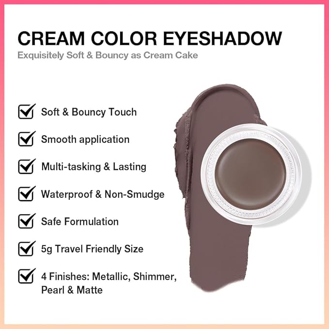 Kaely Single Cream Eyeshadow Pot, Chocolate Matte Eye Shadow for Older Women High Pigmented Waterproof, Natural Eyeshadow Palette Makeup Brightener, sombras en crema para ojos, Blendable, 720