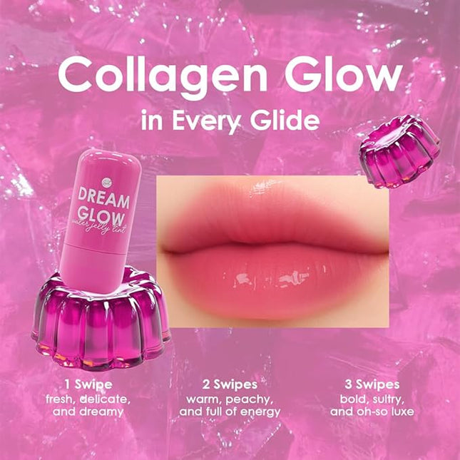 glowiest Dream Glow Collagen Water Jelly Tint – 2-in-1 Lip and Cheek Stain | Hydrating Glossy Finish | Long-Lasting, Lightweight, Buildable Color | Korean Makeup Inspired (Sun-Kissed Berry)