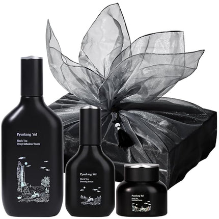 [PKY] Pyunkang Yul Black Tea Line Gift Box Set, Deep Nurishment for Anti-aging, Rich Moisture Toner, Revitalizing Serum & Condensed Nourishing Cream, Zero-Irritation, Korean Skincare (3-item set)