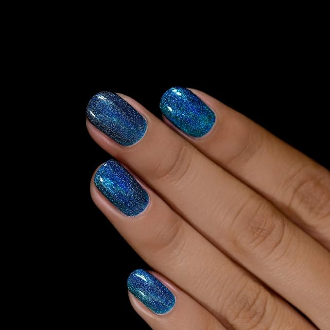 ILNP Isabella - Petrol Blue Holographic Nail Polish, Chip Resistant, Non-Toxic, Vegan, Cruelty Free