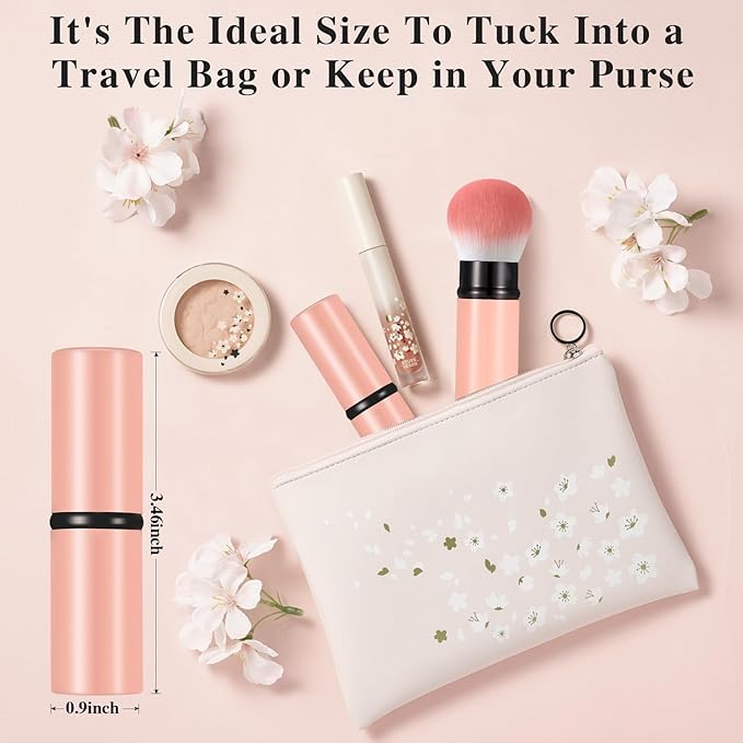 Falliny Retractable Makeup Brush, Travel Kabuki Face Blush Brush, Portable Powder Foundation Sunscreen Brush with Cover for Blush, Bronzer, Buffing, Flawless Powder Cosmetics
