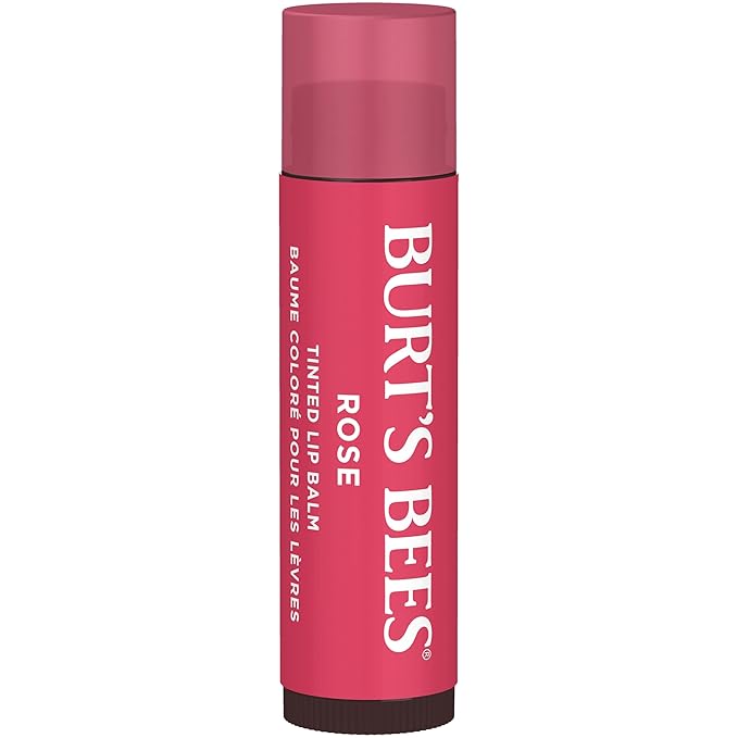 Burt's Bees Lip Tint Balm with Long Lasting 2 in 1 Duo Tinted Balm Formula, Color Infused with Deeply Hydrating Shea Butter for a Natural Looking Buildable Finish, Petal Rose (2-Pack)