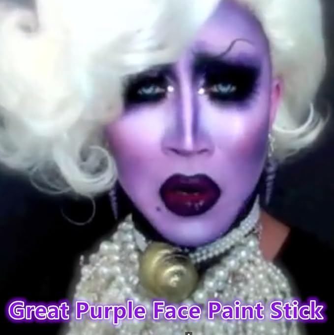 Go Ho Purple Face Body Paint Washable(2.37oz/pc),Full Coverage,Smooth,Water Based Cream Purple Body Paint for SFX Cosplay Costumes Festivals Halloween Ursula Witch Makeup