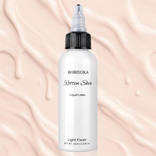 Halloween Liquid Latex SFX Makeup(2 fl oz)– Fake Skin & Wounds for Zombie, Clown, Vampire Costume, Cosplay, Special Effects Scars, Cuts Make Up for Face and Body, Fast-Dry, Non-Toxic, (Light Flesh)