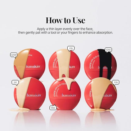 Hanskin Code on Double D Cream Foundation, Full Coverage Korean BB Cream & Liquid Skin Tint Foundation, Semi-Matte Finish, Lightweight Pore-Perfecting Base, 0.05 Fl Oz * 6colors (STARTER PACK)